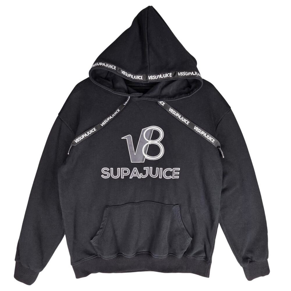 YICHAO x V8 SUPAJUICE MEN'S HOODED SWEATSHIRT – BLACK – XXL – RARE STREETWEAR
